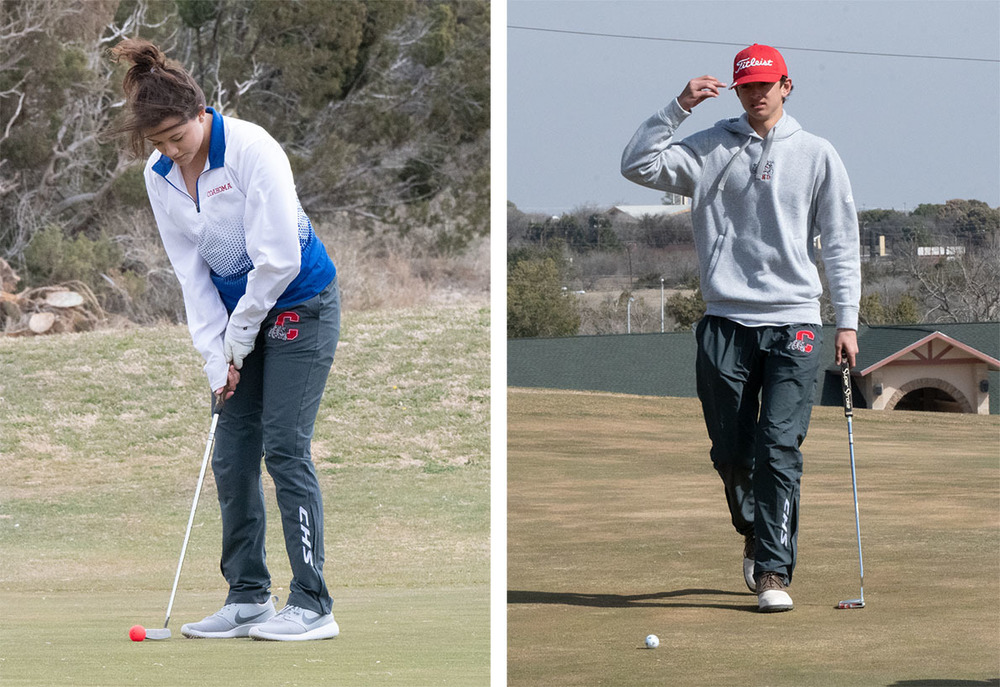 Students playing golf