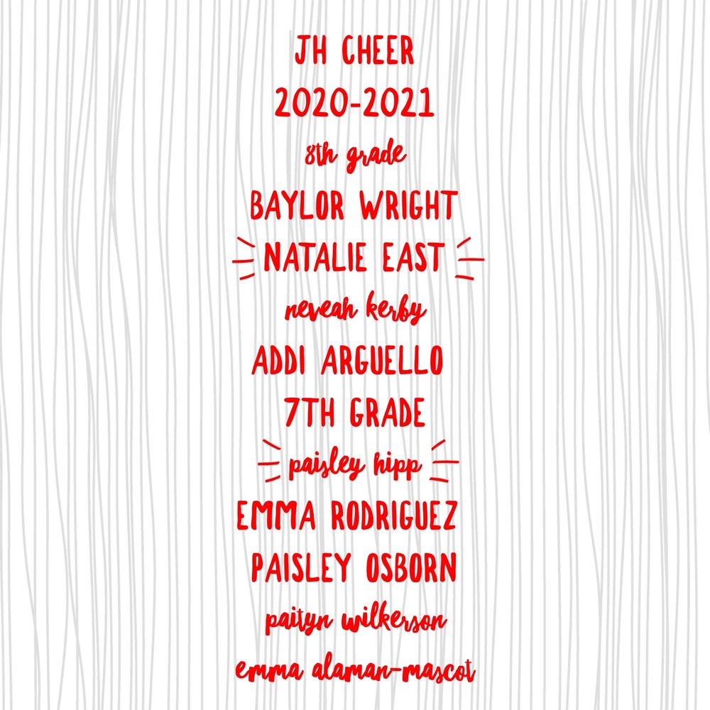 2020-2021 JH Cheerleading Squad Announced
