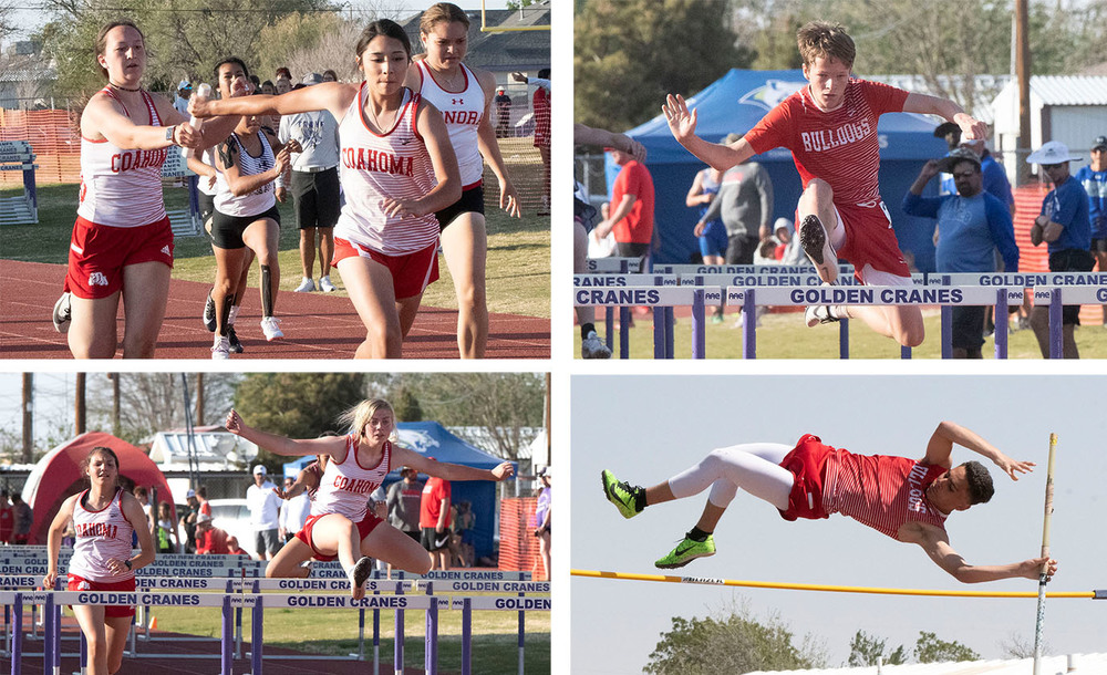 Athletes participating in various track meets