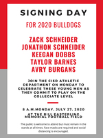 Coahoma ISD to host a group signing ceremony at 8 a.m. Monday at the Bill Easterling Memorial Football Stadium